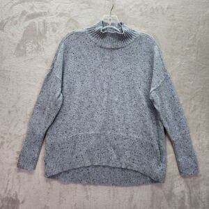 ANA A New Approach Womens Medium Speckled Knit Funnel Neck Pullover Sweater Gray